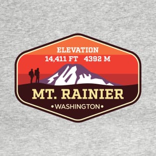 Mt. Rainier Washington - 14er Mountain Climbing Badge T-Shirt